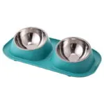 PETIMI Cat Bowl, Small Dog Bowls, Cat Food Bowl with 2 Removable Stainless Steel Feeding Bowls, Suitable for Small and Medium Sized Pets